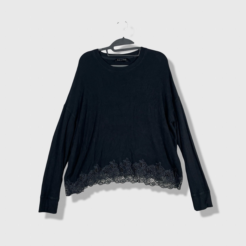 The Kooples Sport Sweater Women 1X Black Lace Coquette Gothic Halloween Coquette